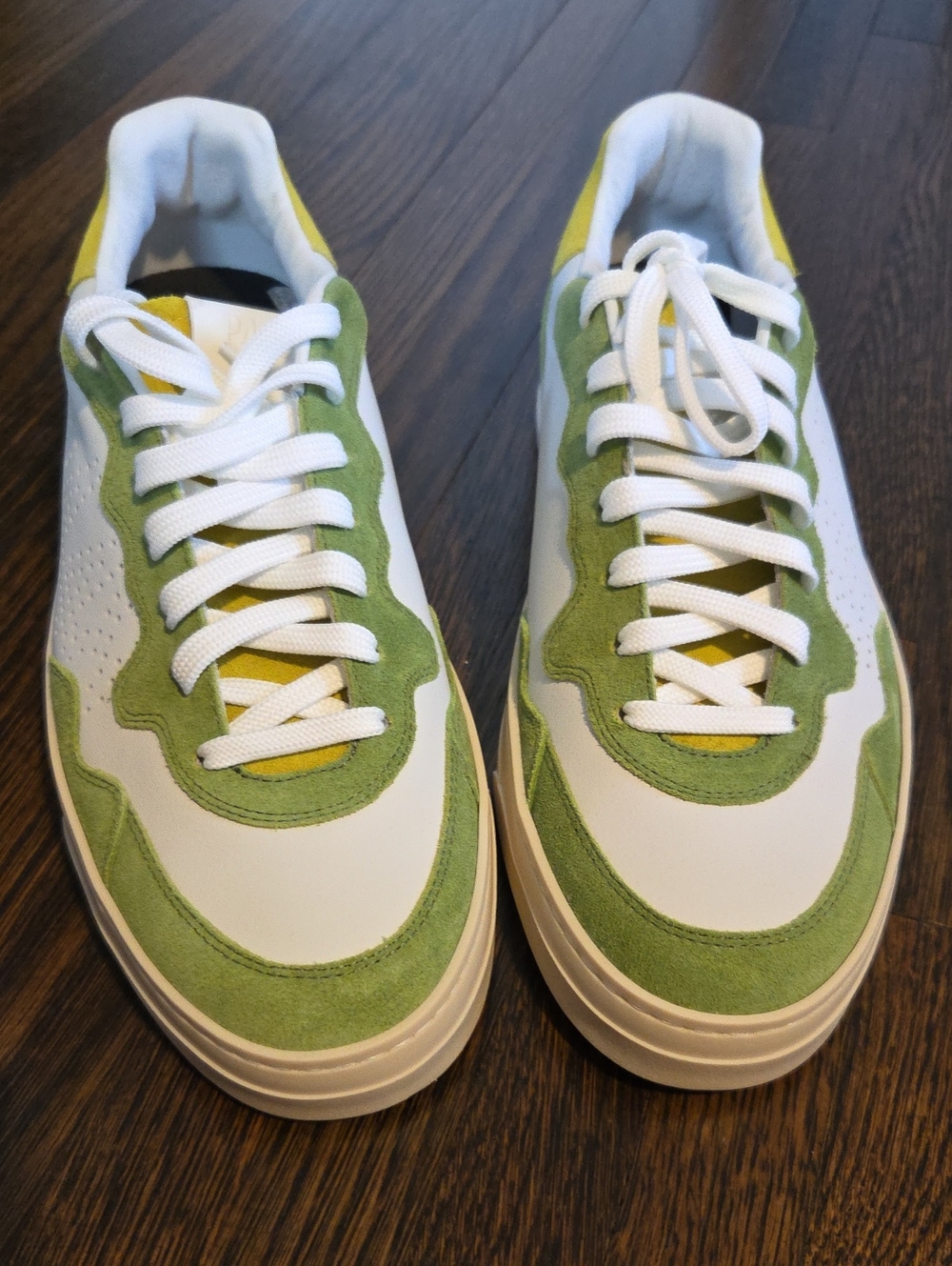P448 Women's Low-Top Sneakers in Green, White and Yellow